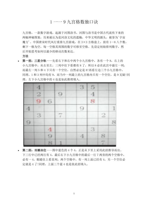 九宮數(shù)獨(dú)必背十大口訣順口溜大全