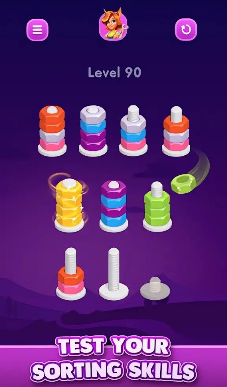 水果榨汁，螺母分類！益智手游《Nut Sort》以顏色分類的游戲！